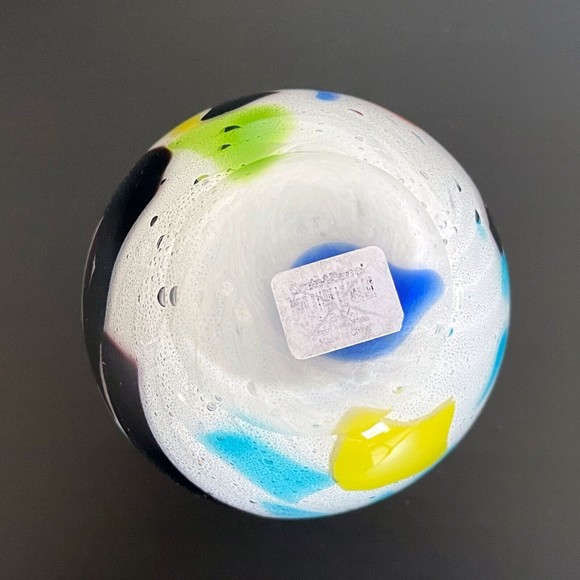 CRATE & BARREL Multicolor Hand Blown Art Glass Ziggy 4.5" Bud Vase - Picture 5 of 7